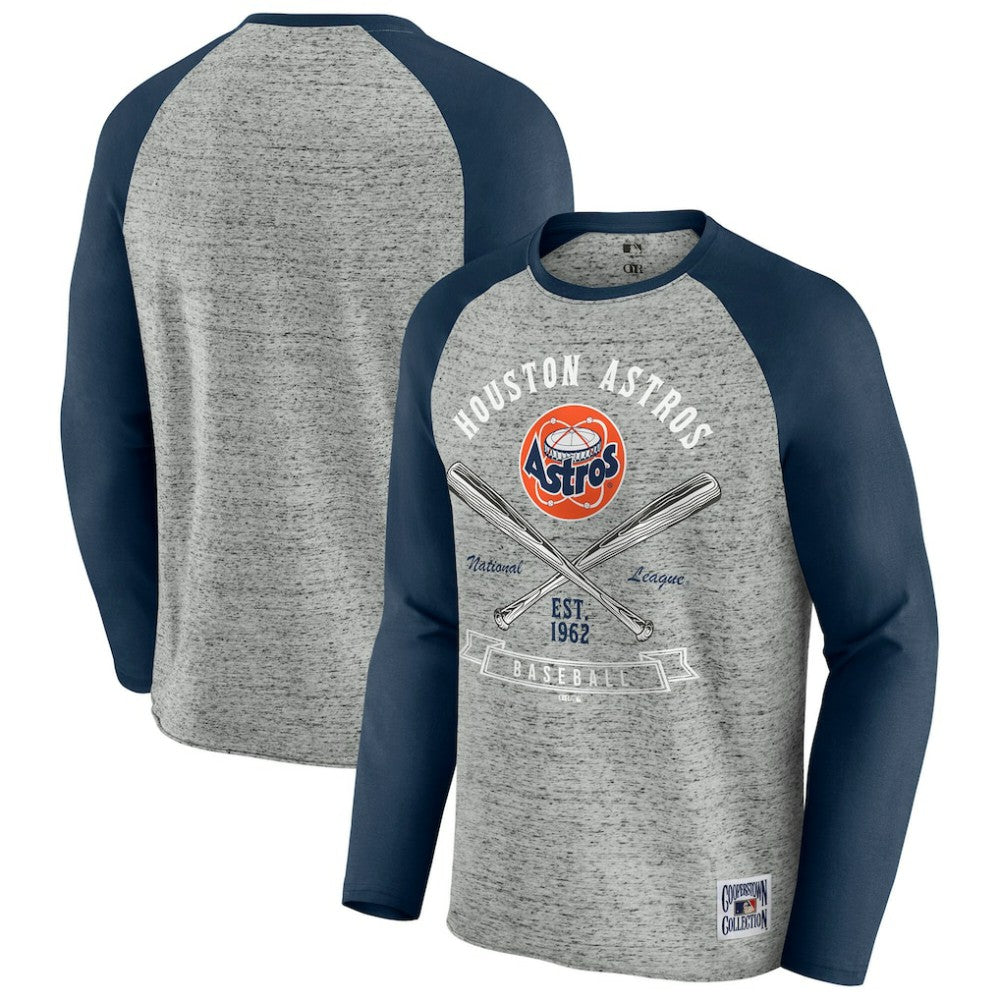 Houston Astros Darius Rucker Collection by Fanatics Raw Edge Raglan Long Sleeve Baseball T-Shirt - MLB T-shirts
