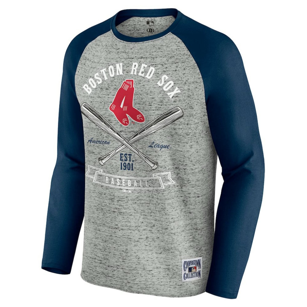Boston Red Sox Darius Rucker Collection by Fanatics Raw Edge Raglan Long Sleeve Baseball T-Shirt - MLB T-shirts