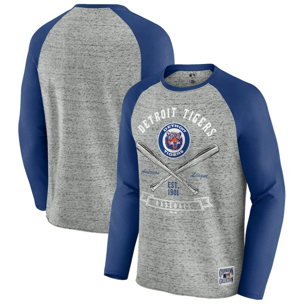 Detroit Tigers Darius Rucker Collection by Fanatics Raw Edge Raglan Long Sleeve Baseball T-Shirt - MLB T-shirts