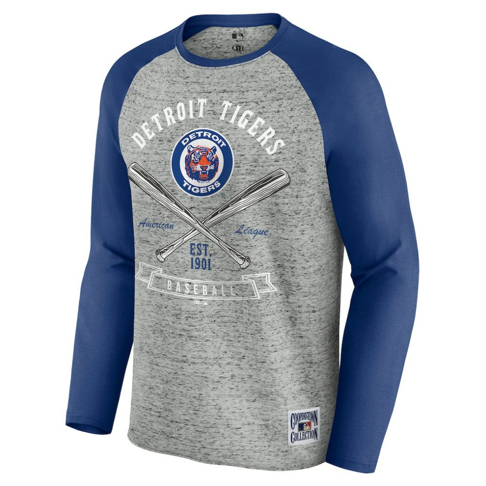 Detroit Tigers Darius Rucker Collection by Fanatics Raw Edge Raglan Long Sleeve Baseball T-Shirt - MLB T-shirts