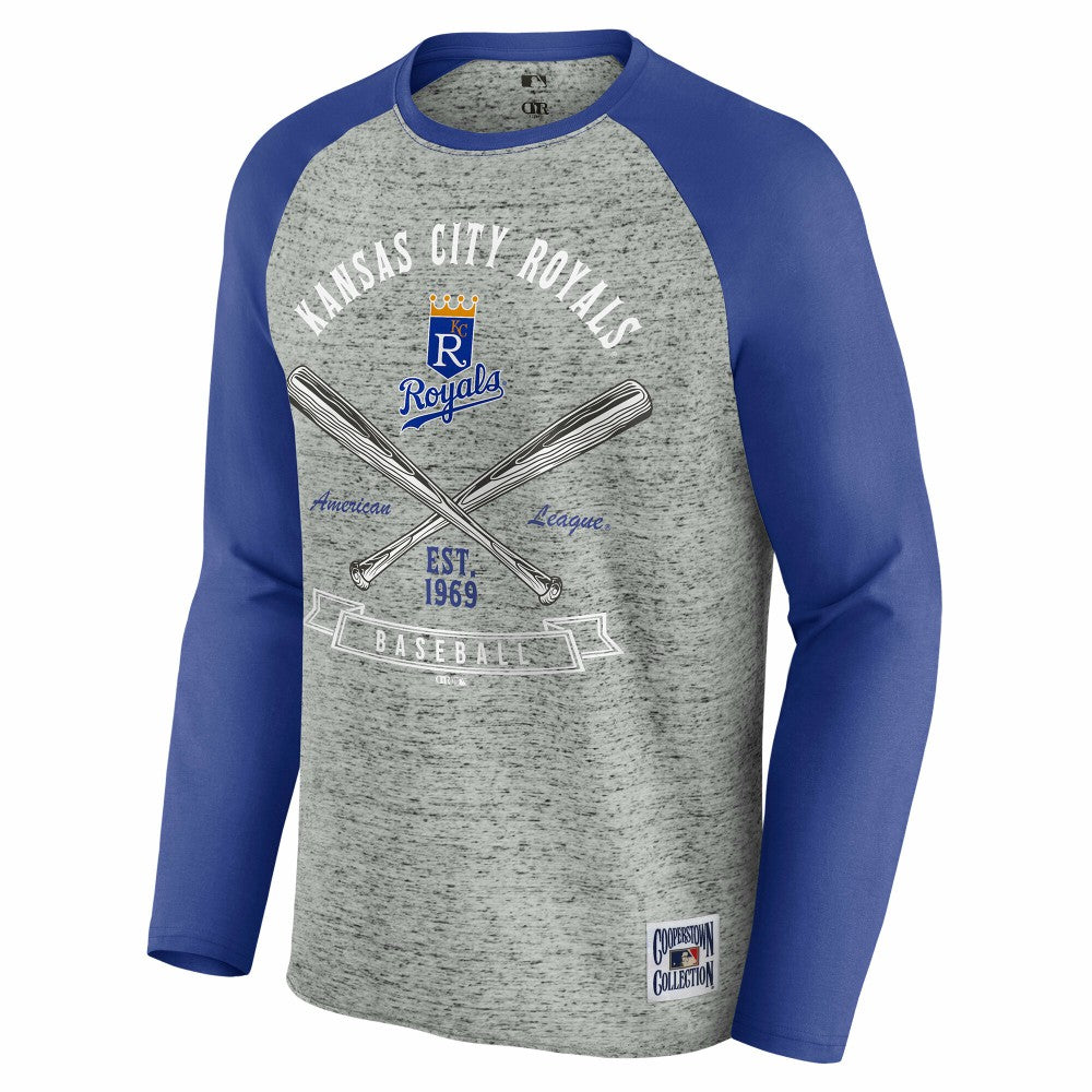 Kansas City Royals Darius Rucker Collection by Fanatics Raw Edge Raglan Long Sleeve Baseball T-Shirt - MLB T-shirts