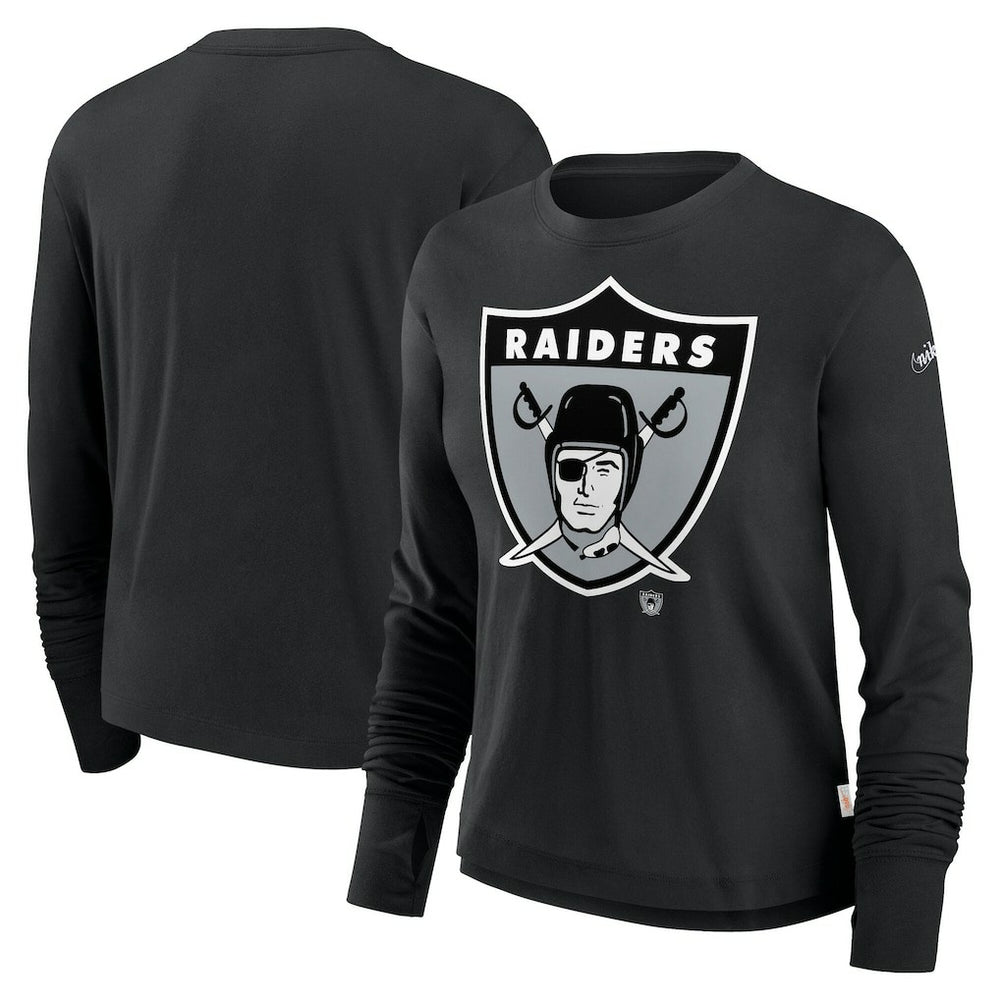 Las Vegas Raiders Women's Large Logo Cropped Long Sleeve Fashion T-Shirt | NFL Hot