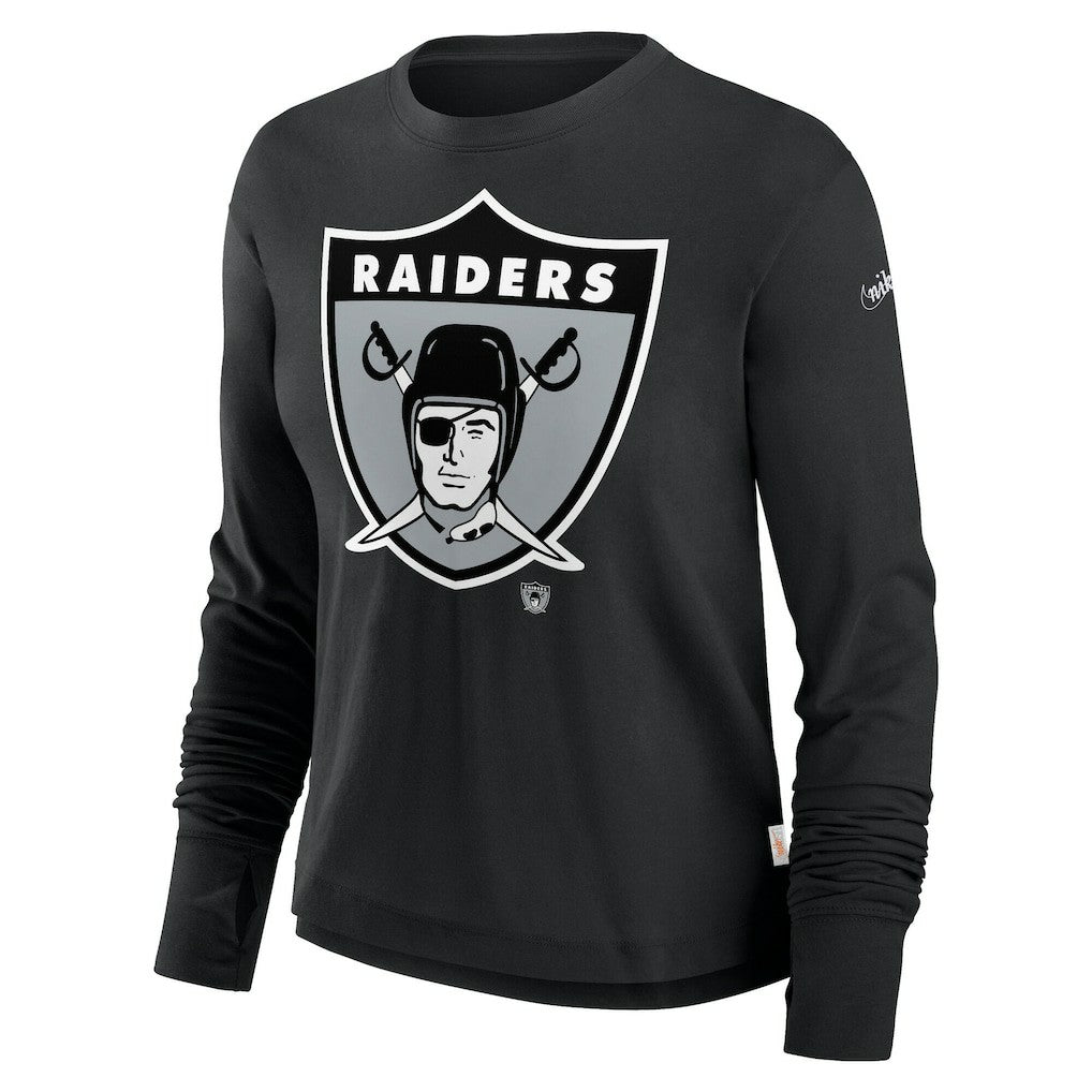 Las Vegas Raiders Women's Large Logo Cropped Long Sleeve Fashion T-Shirt | NFL Hot