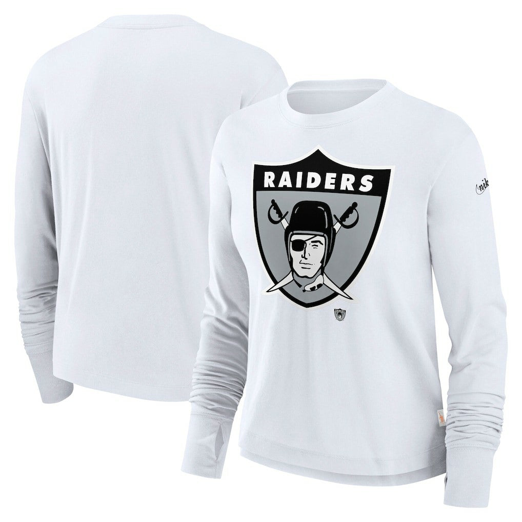 Las Vegas Raiders Women's Large Logo Cropped Long Sleeve Fashion T-Shirt | NFL Discount