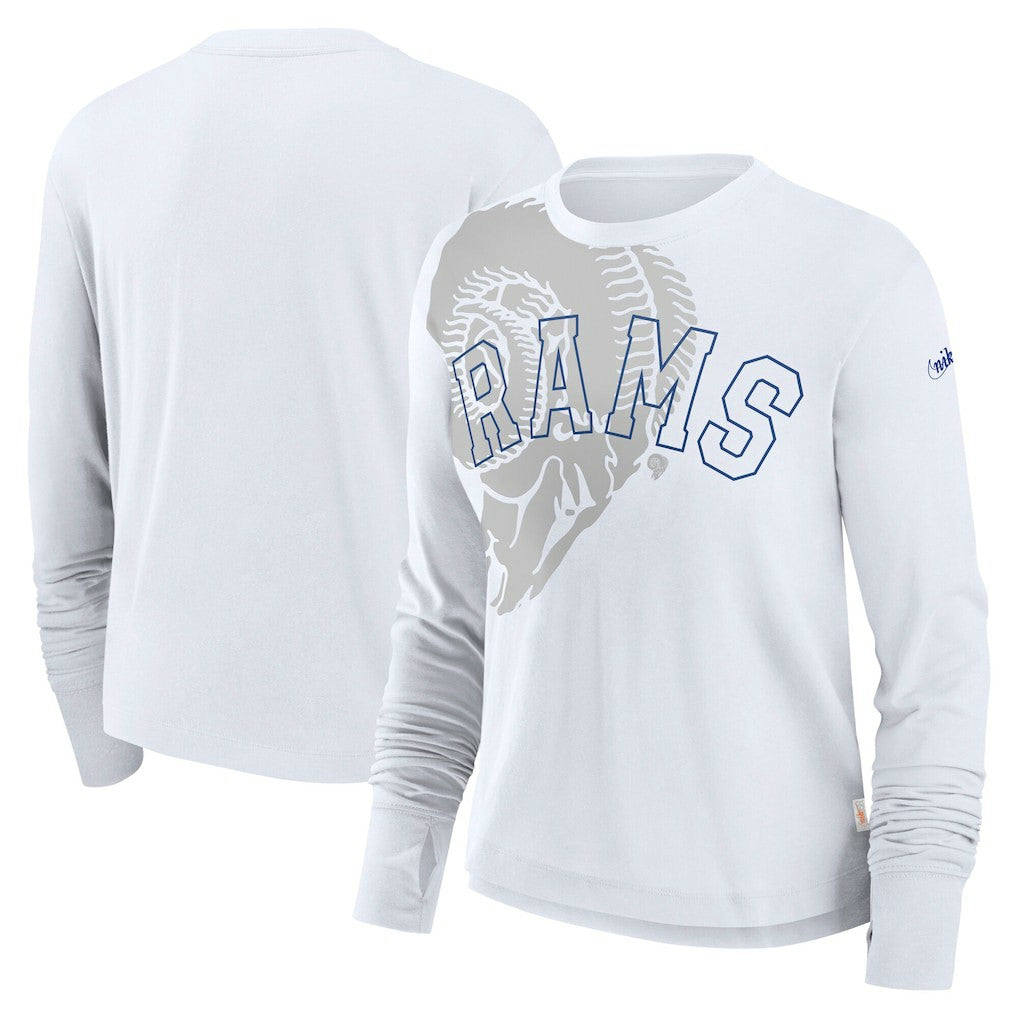 Los Angeles Rams Women's Layered Logo Cropped Long Sleeve Fashion T-Shirt | NFL On sale