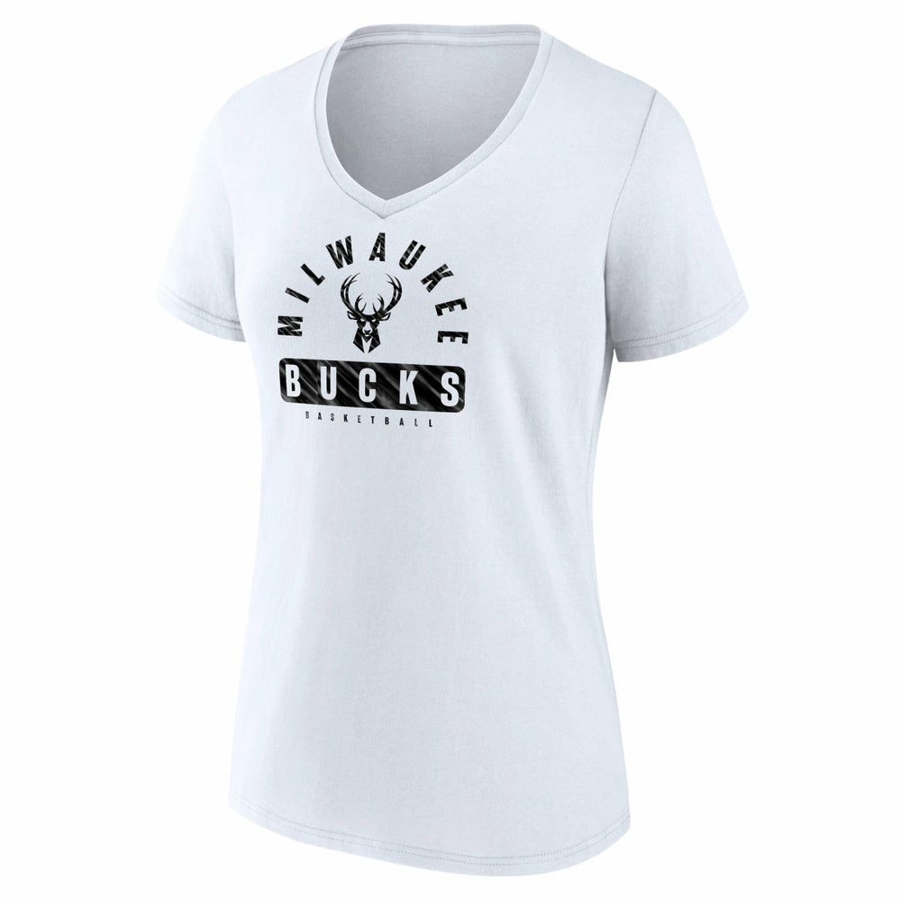 White Milwaukee Bucks Women's Bench Warmer V-Neck T-Shirt | NBA