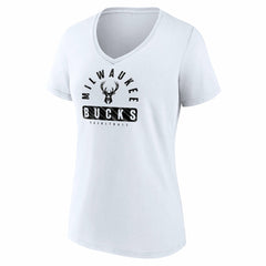 White Milwaukee Bucks Women's Bench Warmer V-Neck T-Shirt | NBA