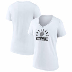 White Portland Trail Blazers Women's Bench Warmer V-Neck T-Shirt | NBA