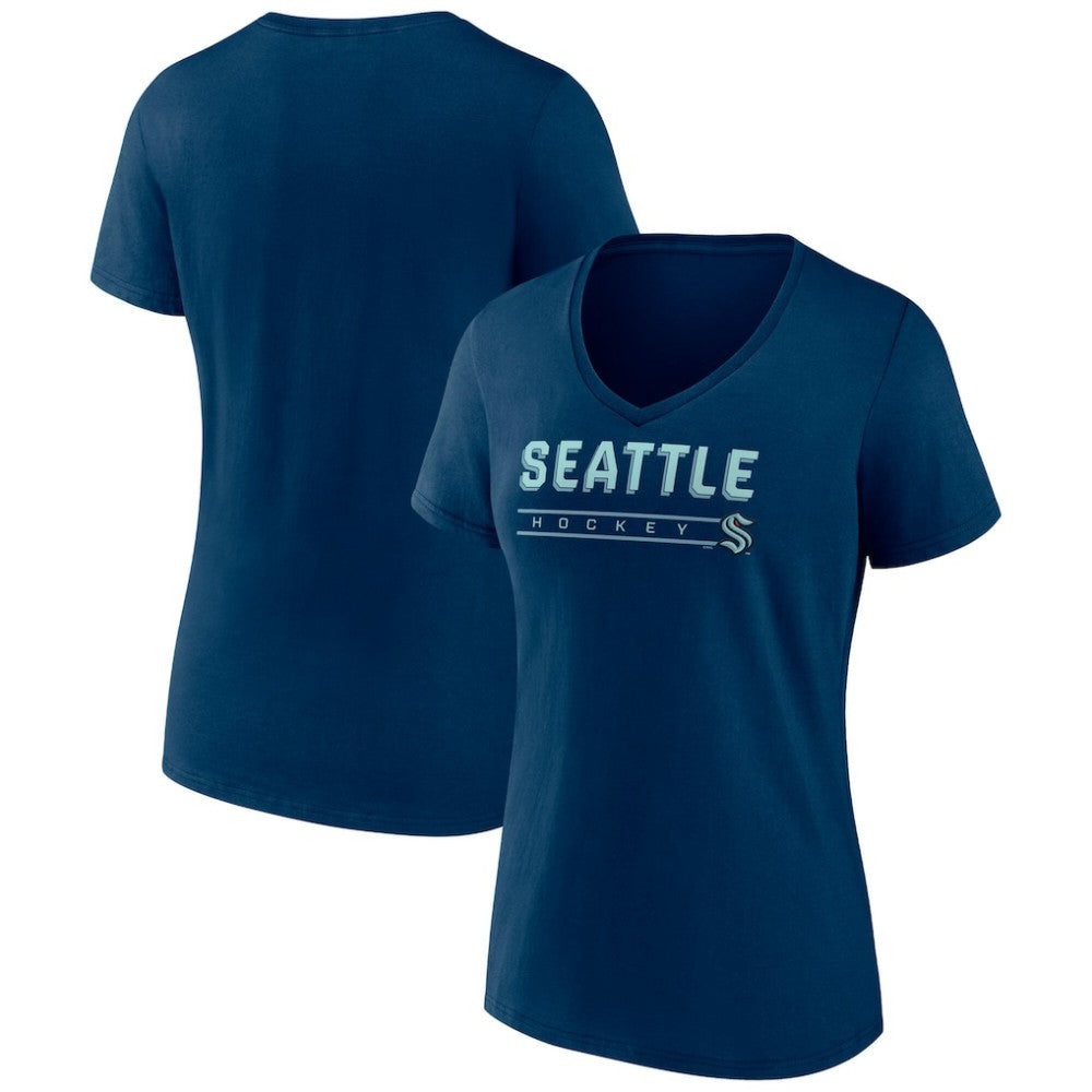 Seattle Kraken Fanatics Women's V-Neck T-Shirt -  NHL T-shirts