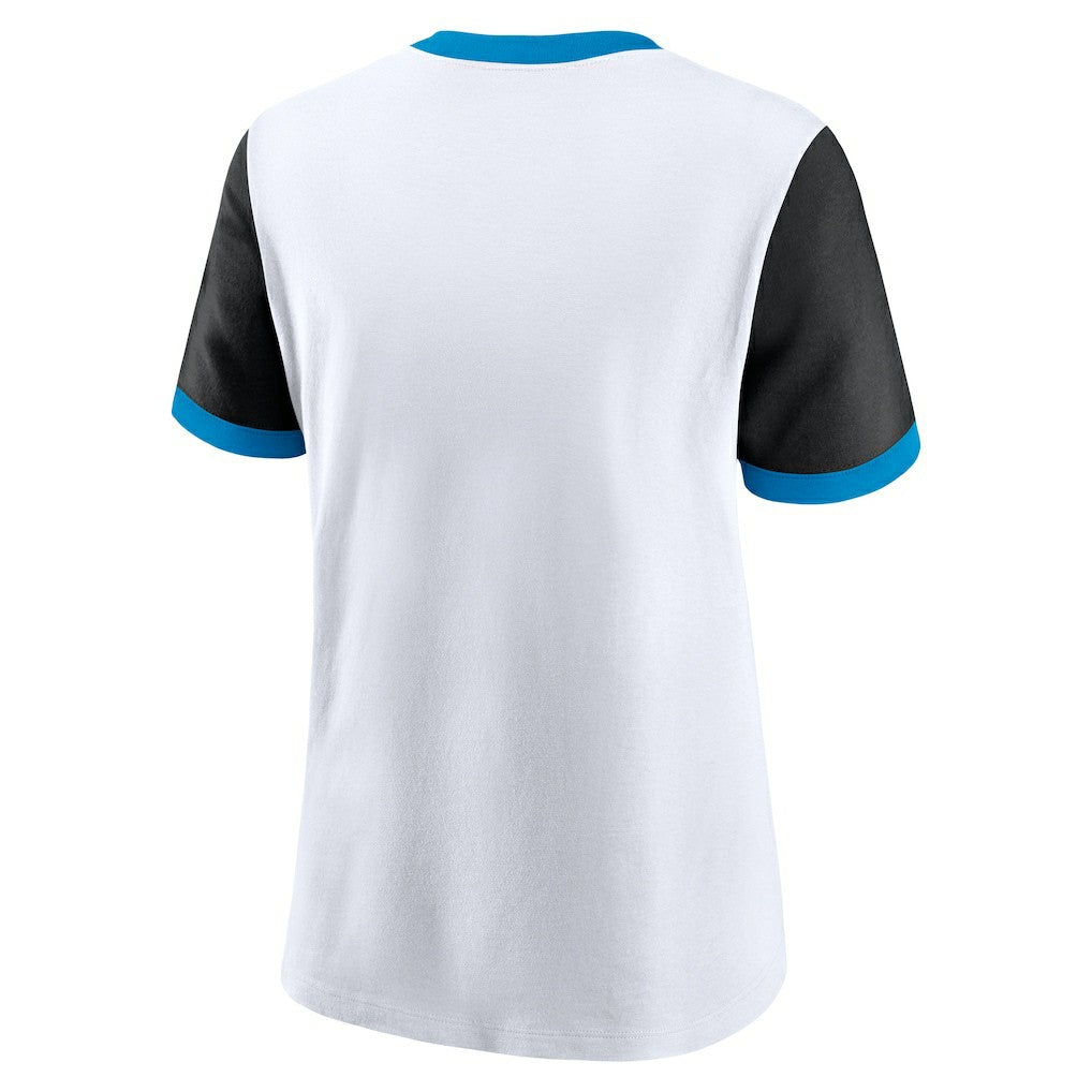 Carolina Panthers Women's Rewind Ringer Tri-Blend T-Shirt | NFL Outlet