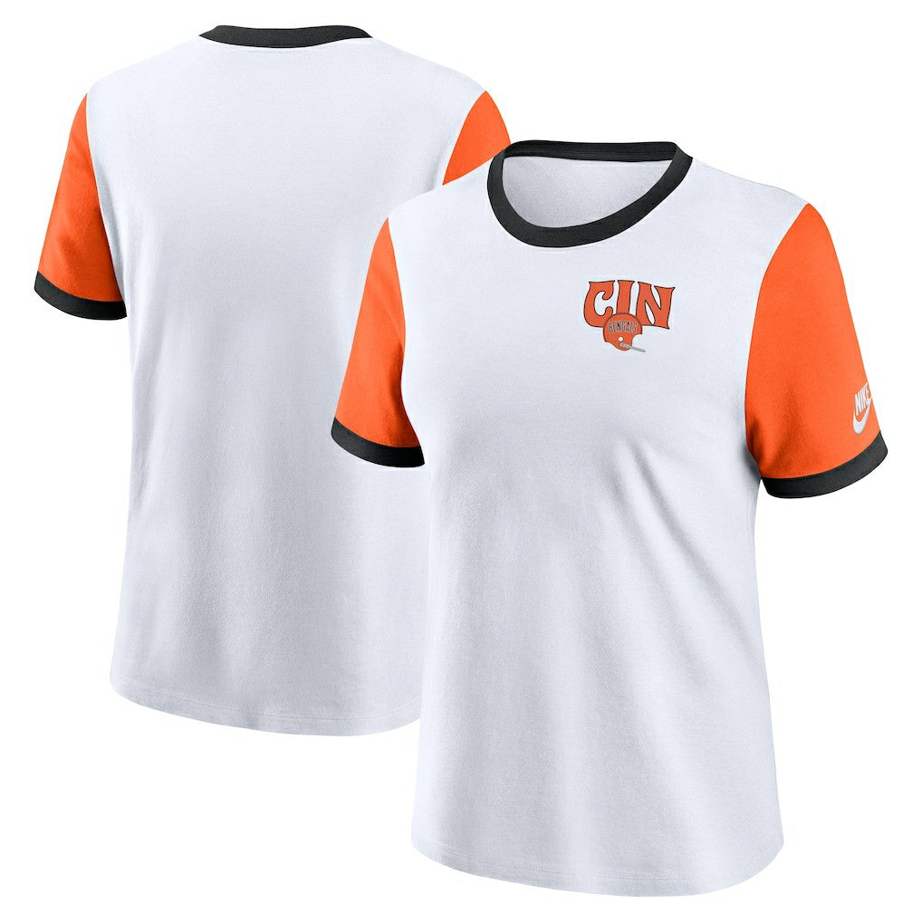 Cincinnati Bengals Women's Rewind Ringer Tri-Blend T-Shirt | NFL Hot