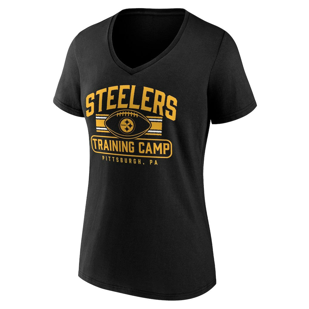 Pittsburgh Steelers Women's Training Camp Stripe V-Neck T-Shirt | NFL US