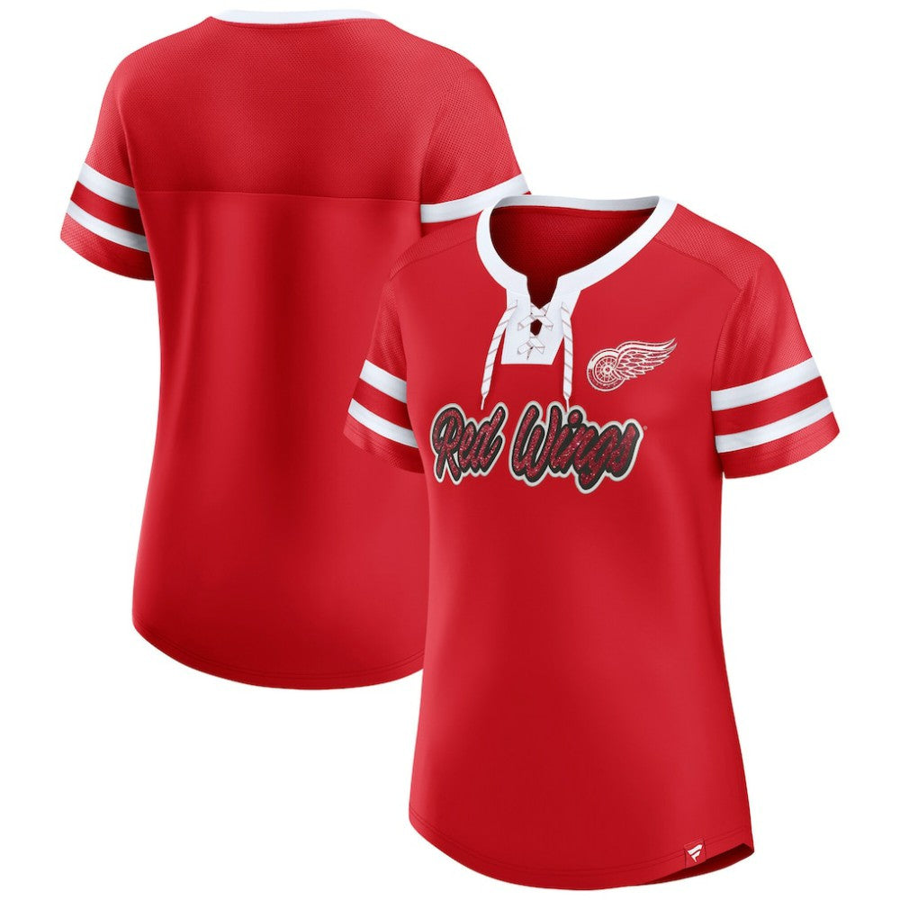 Detroit Red Wings Fanatics Women's Iconic Athena Lace-Up T-Shirt -  NHL T-shirts