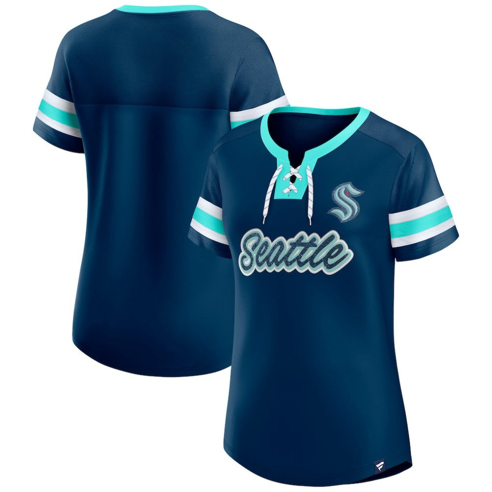 Seattle Kraken Fanatics Women's Iconic Athena Lace-Up T-Shirt -  NHL T-shirts