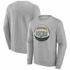 Gray Milwaukee Bucks True Classics Hard Color Fleece Pullover Sweatshirt | NBA