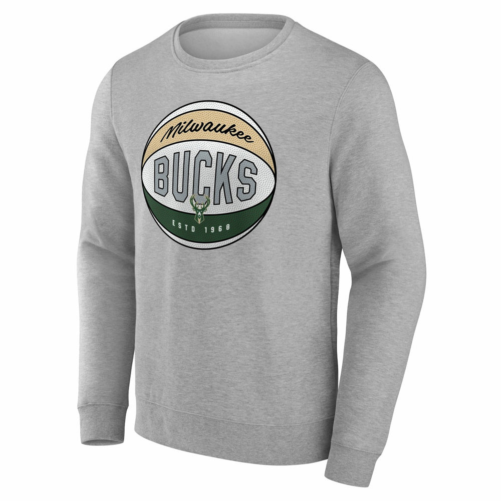 Gray Milwaukee Bucks True Classics Hard Color Fleece Pullover Sweatshirt | NBA