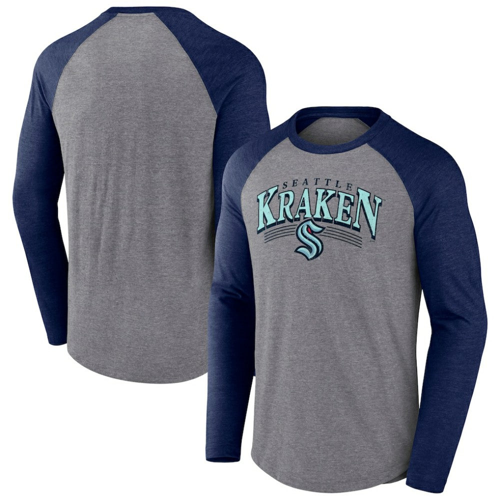 Seattle Kraken Fanatics Goal Crease Raglan Tri-Blend Long Sleeve T-Shirt -  NHL T-shirts