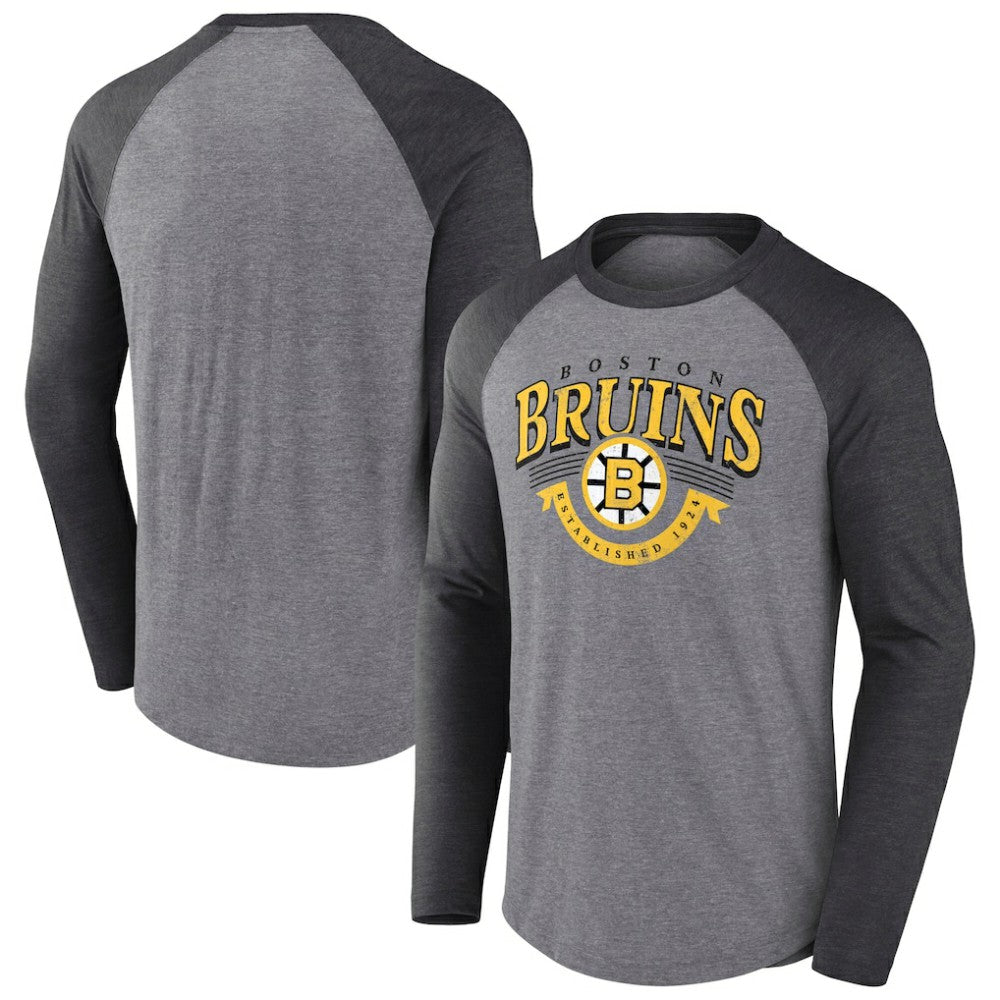 Boston Bruins Fanatics Goal Crease Raglan Tri-Blend Long Sleeve T-Shirt -  NHL T-shirts