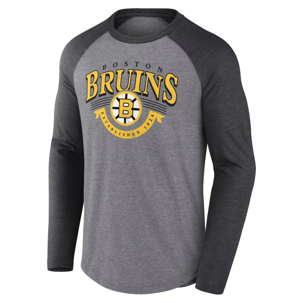 Boston Bruins Fanatics Goal Crease Raglan Tri-Blend Long Sleeve T-Shirt -  NHL T-shirts