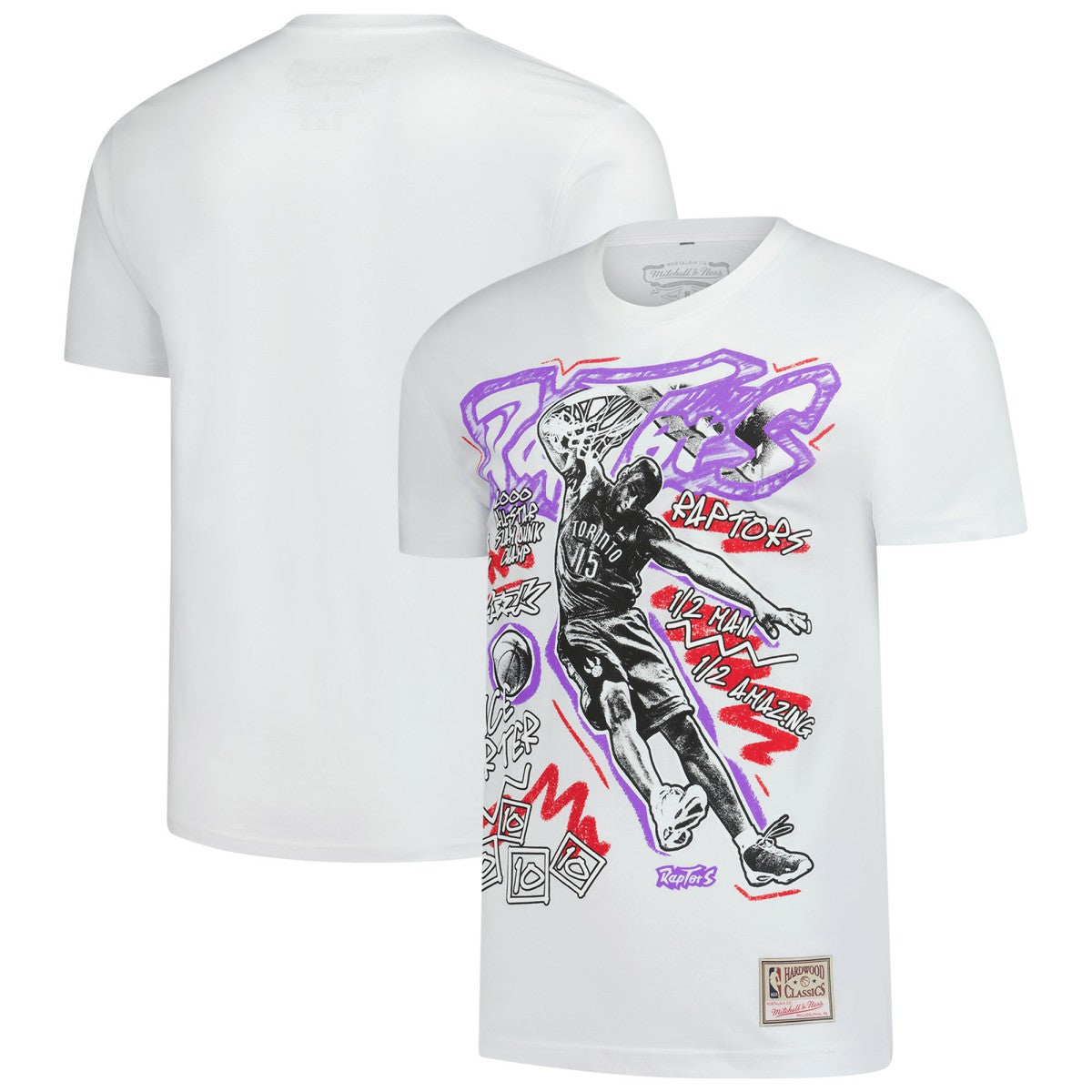 White Vince Carter Toronto Raptors Hardwood Classics Chalked Up T-Shirt | NBA