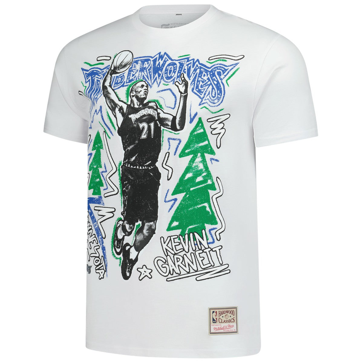 White Kevin Garnett Minnesota Timberwolves Hardwood Classics Chalked Up T-Shirt | NBA