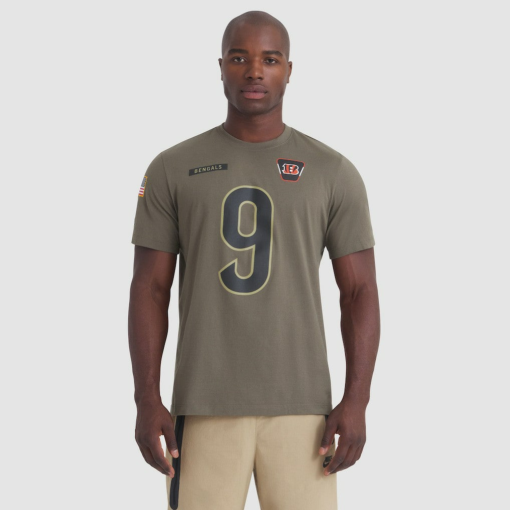 Cincinnati Bengals Joe Burrow  2025 Salute to Service Name & Number T-Shirt | NFL Outlet