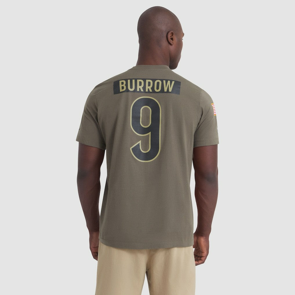 Cincinnati Bengals Joe Burrow  2025 Salute to Service Name & Number T-Shirt | NFL Outlet