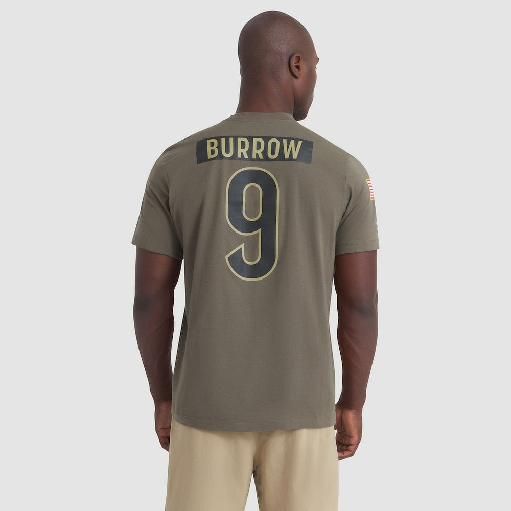 Cincinnati Bengals Joe Burrow  2025 Salute to Service Name & Number T-Shirt | NFL Outlet