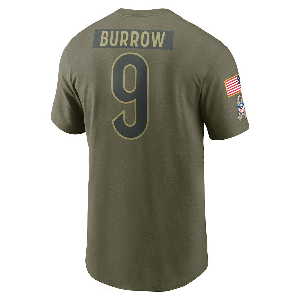 Cincinnati Bengals Joe Burrow  2025 Salute to Service Name & Number T-Shirt | NFL Outlet