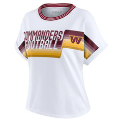 Washington Commanders WEAR by Erin Andrews Women's Cropped Center Stripe Dolman T-Shirt | NFL Sale