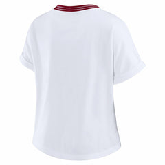 Washington Commanders WEAR by Erin Andrews Women's Cropped Center Stripe Dolman T-Shirt | NFL Sale