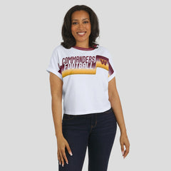 Washington Commanders WEAR by Erin Andrews Women's Cropped Center Stripe Dolman T-Shirt | NFL Sale