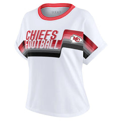 Kansas City Chiefs WEAR by Erin Andrews Women's Cropped Center Stripe Dolman T-Shirt | NFL Hot