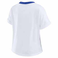 Los Angeles Rams WEAR by Erin Andrews Women's Cropped Center Stripe Dolman T-Shirt | NFL US