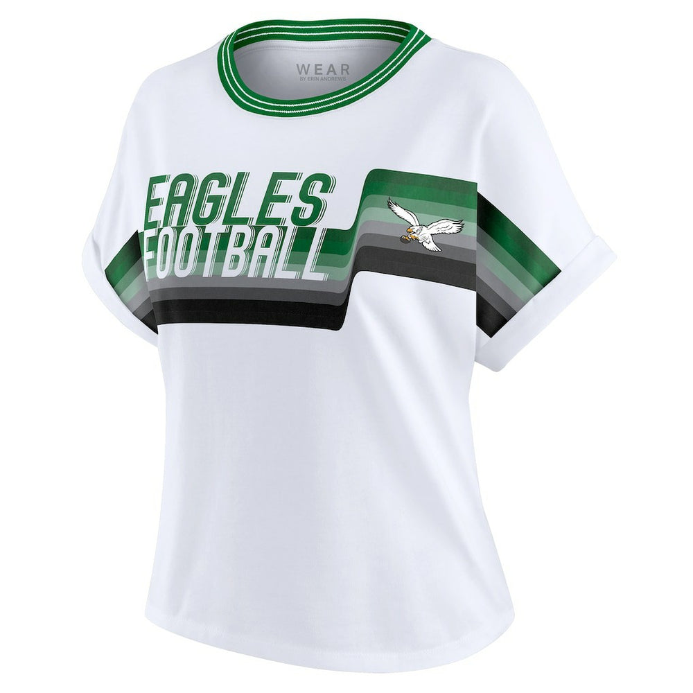 Philadelphia Eagles WEAR by Erin Andrews Women's Cropped Center Stripe Dolman T-Shirt | NFL US