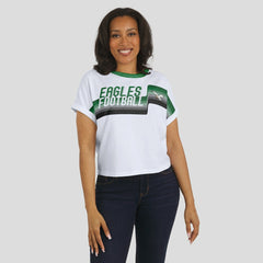 Philadelphia Eagles WEAR by Erin Andrews Women's Cropped Center Stripe Dolman T-Shirt | NFL US