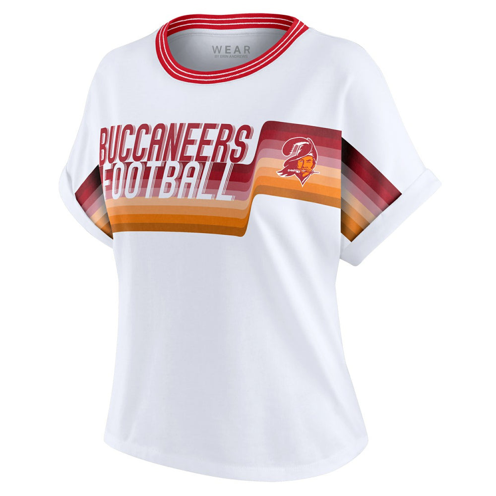 Tampa Bay Buccaneers WEAR by Erin Andrews Women's Cropped Center Stripe Dolman T-Shirt | NFL US