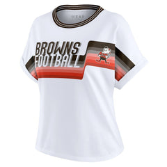 Cleveland Browns WEAR by Erin Andrews Women's Cropped Center Stripe Dolman T-Shirt | NFL Sale