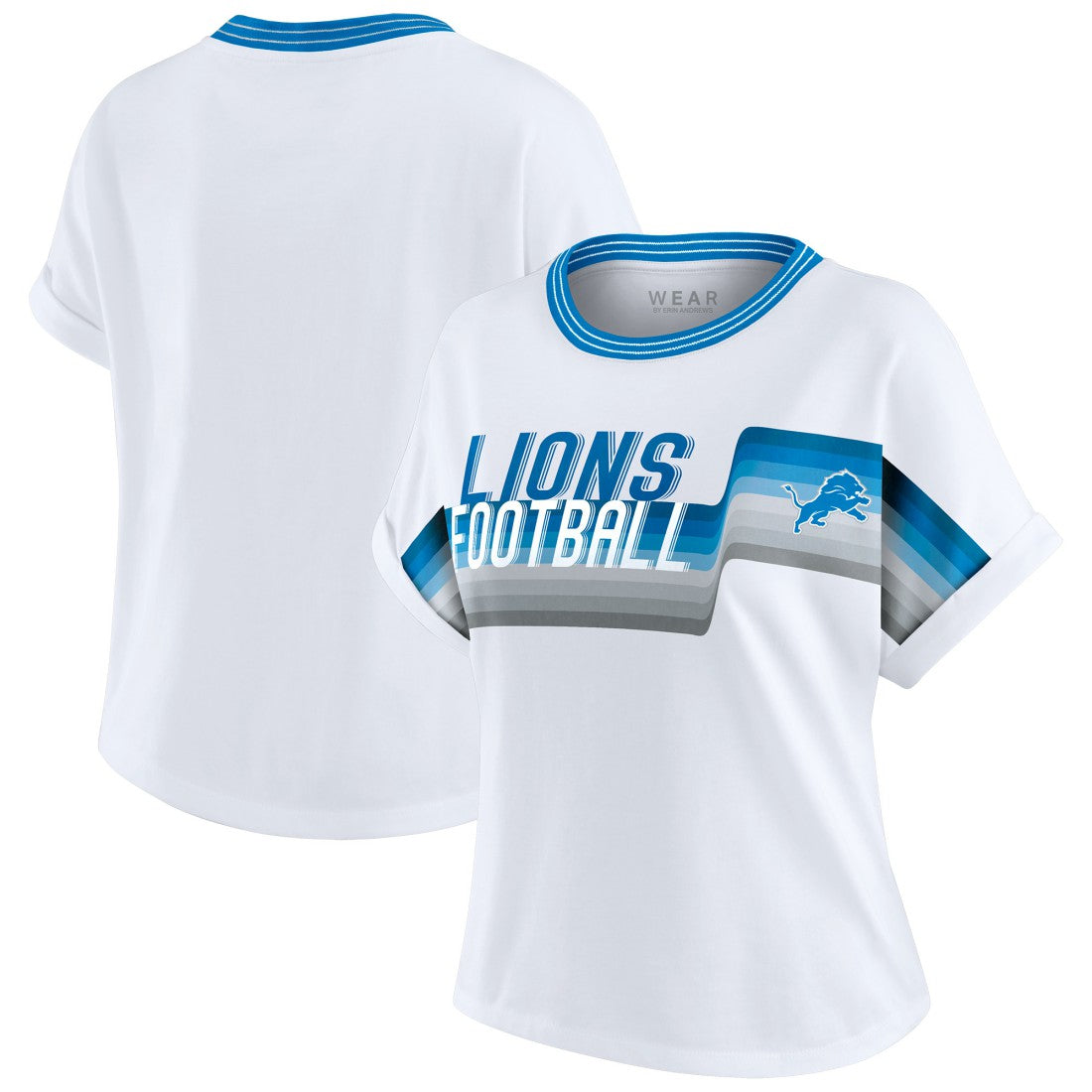 Detroit Lions WEAR by Erin Andrews Women's Cropped Center Stripe Dolman T-Shirt | NFL Near me