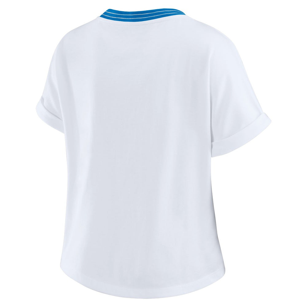 Detroit Lions WEAR by Erin Andrews Women's Cropped Center Stripe Dolman T-Shirt | NFL Near me