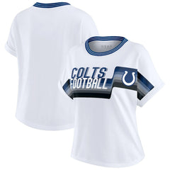 Indianapolis Colts WEAR by Erin Andrews Women's Cropped Center Stripe Dolman T-Shirt | NFL Hot