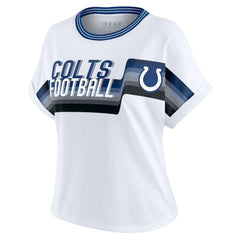 Indianapolis Colts WEAR by Erin Andrews Women's Cropped Center Stripe Dolman T-Shirt | NFL Hot
