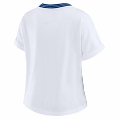 Indianapolis Colts WEAR by Erin Andrews Women's Cropped Center Stripe Dolman T-Shirt | NFL Hot