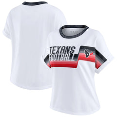 Houston Texans WEAR by Erin Andrews Women's Cropped Center Stripe Dolman T-Shirt | NFL Sale