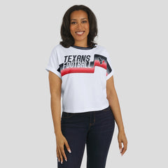 Houston Texans WEAR by Erin Andrews Women's Cropped Center Stripe Dolman T-Shirt | NFL Sale