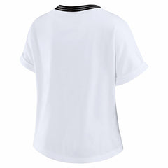 Jacksonville Jaguars WEAR by Erin Andrews Women's Cropped Center Stripe Dolman T-Shirt | NFL Online