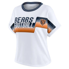 Chicago Bears WEAR by Erin Andrews Women's Cropped Center Stripe Dolman T-Shirt | NFL Outlet