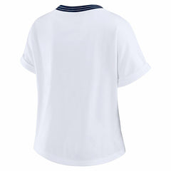 Chicago Bears WEAR by Erin Andrews Women's Cropped Center Stripe Dolman T-Shirt | NFL Outlet