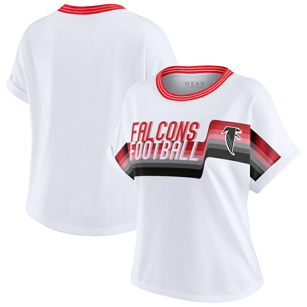 Atlanta Falcons WEAR by Erin Andrews Women's Cropped Center Stripe Dolman T-Shirt | NFL US