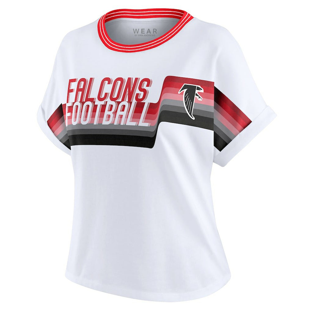 Atlanta Falcons WEAR by Erin Andrews Women's Cropped Center Stripe Dolman T-Shirt | NFL US
